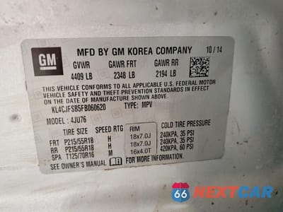 Zdjęcie 13 z 13 samochodu: 2015 BUICK ENCORE CONVENIENCE VIN:KL4CJFSB5FB060620 - miniatura