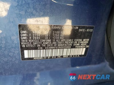 Zdjęcie 12 z 12 samochodu: 2022 SUBARU LEGACY PREMIUM VIN:4S3BWAF61N3025696 - miniatura