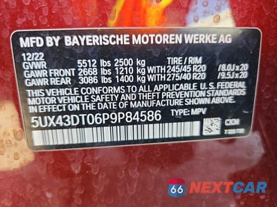 Zdjęcie 13 z 13 samochodu: 2023 BMW X4 M40I VIN:5UX43DT06P9P84586 - miniatura