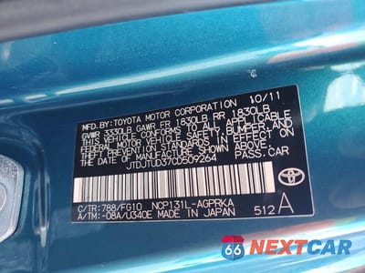 Zdjęcie 12 z 12 samochodu: 2012 TOYOTA YARIS 3-DOOR L VIN:JTDJTUD37CD509264 - miniatura