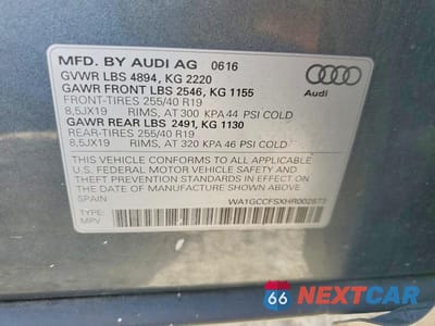 Zdjęcie 14 z 14 samochodu: 2017 AUDI Q3 PRESTIGE VIN:WA1GCCFSXHR002873 - miniatura