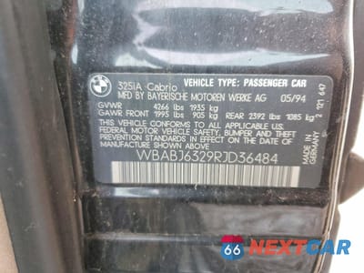 Zdjęcie 12 z 12 samochodu: 1994 BMW 325 IC AUTOMATIC VIN:WBABJ6329RJD36484 - miniatura