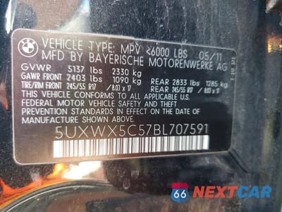 Zdjęcie 12 z 12 samochodu: 2011 BMW X3 XDRIVE28I VIN:5UXWX5C57BL707591 - miniatura