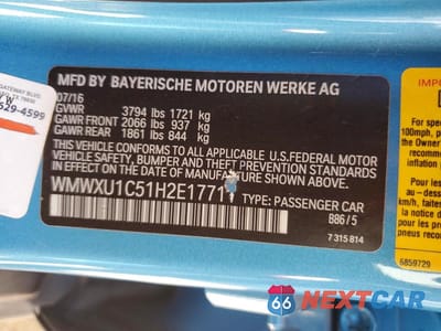 Zdjęcie 12 z 12 samochodu: 2017 MINI COOPER VIN:WMWXU1C51H2E17711 - miniatura