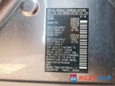 Zdjęcie 13 z 13 samochodu: 2019 NISSAN ROGUE SV VIN:KNMAT2MT2KP505558 - miniatura