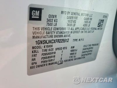 Zdjęcie 25 z 26 samochodu: 2015 CHEVROLET SUBURBAN K1500 LT VIN:1GNSKJKCXFR225912 - miniatura