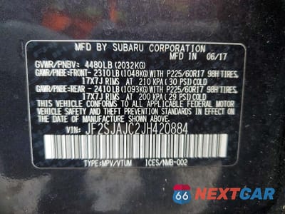 Zdjęcie 13 z 13 samochodu: 2018 SUBARU FORESTER 2.5I LIMITED VIN:JF2SJAJC2JH420884 - miniatura