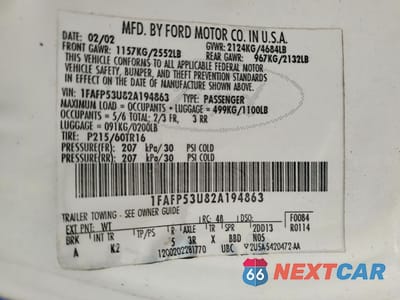 Zdjęcie 12 z 12 samochodu: 2002 FORD TAURUS SE VIN:1FAFP53U82A194863 - miniatura