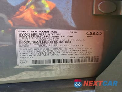 Zdjęcie 14 z 14 samochodu: 2019 AUDI SQ5 PRESTIGE VIN:WA1C4AFY4K2120311 - miniatura