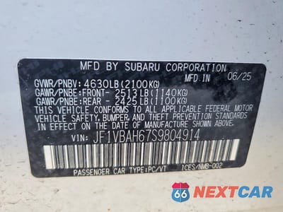 Zdjęcie 12 z 12 samochodu: 2025 SUBARU WRX PREMIUM VIN:JF1VBAH67S9804914 - miniatura