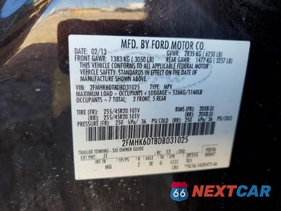 Zdjęcie 13 z 13 samochodu: 2013 FORD FLEX LIMITED VIN:2FMHK6DT8DBD31025 - miniatura