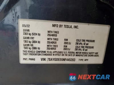 Zdjęcie 13 z 13 samochodu: 2022 TESLA MODEL Y VIN:7SAYGDEE6NF445283 - miniatura
