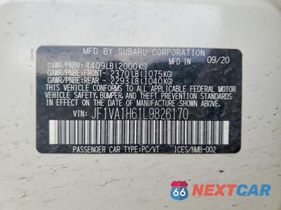 Zdjęcie 12 z 12 samochodu: 2020 SUBARU WRX LIMITED VIN:JF1VA1H61L9826170 - miniatura