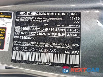 Zdjęcie 12 z 12 samochodu: 2017 MERCEDES-BENZ GLE 350 4MATIC VIN:4JGDA5HB2HA882789 - miniatura