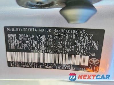 Zdjęcie 12 z 13 samochodu: 2012 TOYOTA MATRIX L VIN:2T1KU4EE5CC817337 - miniatura