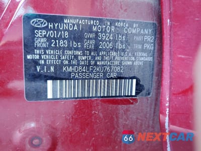 Zdjęcie 13 z 13 samochodu: 2019 HYUNDAI ELANTRA SEL VIN:KMHD84LF2KU767082 - miniatura