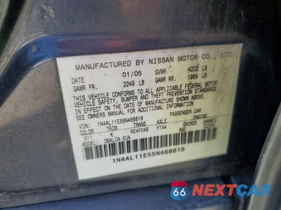 Zdjęcie 12 z 12 samochodu: 2005 NISSAN ALTIMA 2.5 VIN:1N4AL11E55N468818 - miniatura