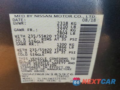 Zdjęcie 14 z 14 samochodu: 2018 NISSAN MURANO VIN:5N1AZ2MG8JN185976 - miniatura