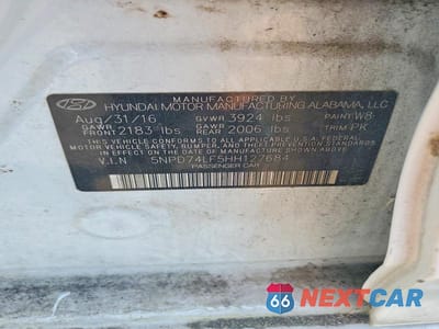 Zdjęcie 12 z 12 samochodu: 2017 HYUNDAI ELANTRA SE VIN:5NPD74LF5HH127684 - miniatura