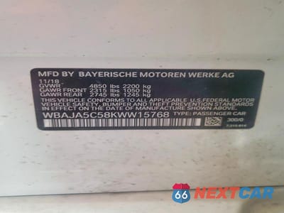 Zdjęcie 12 z 12 samochodu: 2019 BMW 530 I VIN:WBAJA5C58KWW15768 - miniatura