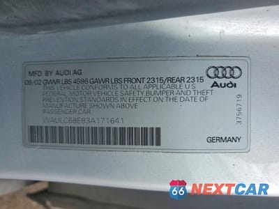 Zdjęcie 12 z 12 samochodu: 2003 AUDI A4 1.8T QUATTRO VIN:WAULC68E93A171641 - miniatura