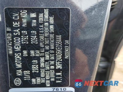 Zdjęcie 12 z 12 samochodu: 2019 KIA FORTE LXS VIN:3KPF24AD6KE058444 - miniatura