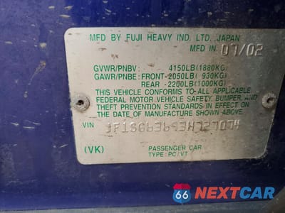 Zdjęcie 13 z 14 samochodu: 2003 SUBARU FORESTER 2.5X VIN:JF1SG63693H727074 - miniatura