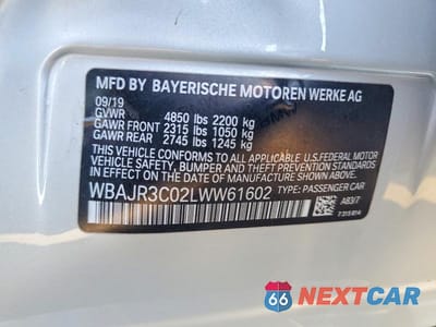 Zdjęcie 12 z 12 samochodu: 2020 BMW 530 I VIN:WBAJR3C02LWW61602 - miniatura