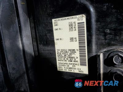 Zdjęcie 12 z 12 samochodu: 2012 NISSAN MAXIMA 3.5 S VIN:1N4AA5AP6CC849942 - miniatura