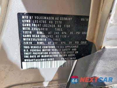 Zdjęcie 12 z 12 samochodu: 2011 VOLKSWAGEN TIGUAN S VIN:WVGAV7AX4BW510082 - miniatura