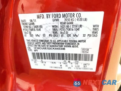 Zdjęcie 13 z 13 samochodu: 2012 FORD ESCAPE LIMITED VIN:1FMCU0EG2CKA43346 - miniatura
