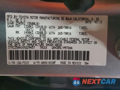 Zdjęcie 12 z 12 samochodu: 2019 TOYOTA TACOMA TRD OFF-ROAD VIN:3TMCZ5AN1KM229457 - miniatura
