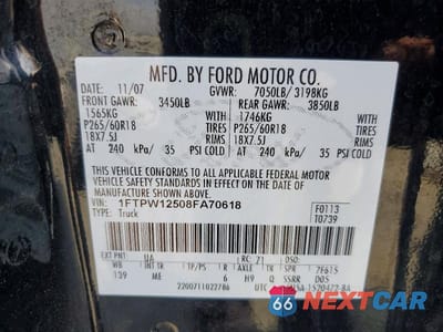 Zdjęcie 13 z 13 samochodu: 2008 FORD F150 SUPERCREW VIN:1FTPW12508FA70618 - miniatura