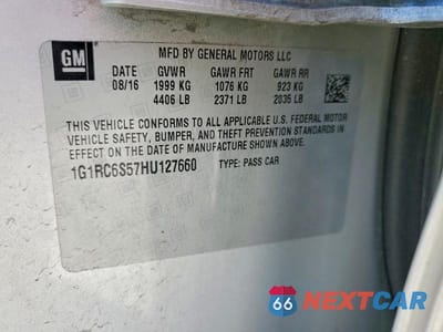 Zdjęcie 12 z 12 samochodu: 2017 CHEVROLET VOLT LT VIN:1G1RC6S57HU127660 - miniatura