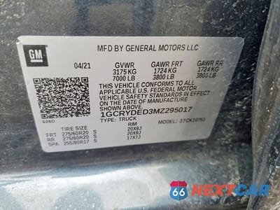 Zdjęcie 12 z 12 samochodu: 2021 CHEVROLET SILVERADO K1500 LT VIN:1GCRYDED3MZ295017 - miniatura