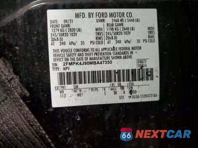 Zdjęcie 13 z 13 samochodu: 2021 FORD EDGE SEL VIN:2FMPK4J90MBA47350 - miniatura
