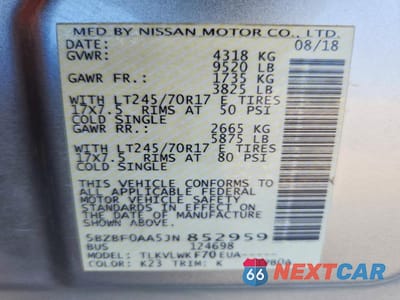 Zdjęcie 14 z 15 samochodu: 2018 NISSAN NV 3500 HD S VIN:5BZBF0AA5JN852959 - miniatura