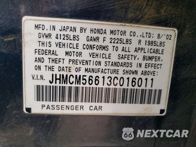 Zdjęcie 12 z 13 samochodu: 2003 HONDA ACCORD EX VIN:JHMCM56613C016011 - miniatura