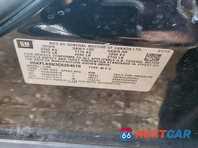 Zdjęcie 12 z 12 samochodu: 2012 GMC TERRAIN SLT VIN:2GKFLXEK3C6254578 - miniatura