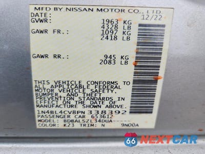 Zdjęcie 13 z 13 samochodu: 2023 NISSAN ALTIMA VIN:1N4BL4CV8PN338392 - miniatura
