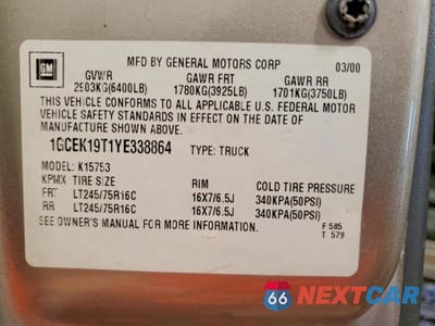 Zdjęcie 12 z 12 samochodu: 2000 CHEVROLET SILVERADO K1500 VIN:1GCEK19T1YE338864 - miniatura