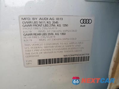 Zdjęcie 13 z 13 samochodu: 2013 AUDI Q5 PREMIUM HYBRID VIN:WA1C8AFPXDA080708 - miniatura