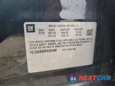 Zdjęcie 12 z 12 samochodu: 2015 CHEV SONIC LS VIN:1G1JA5SH0F4167440 - miniatura