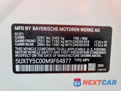 Zdjęcie 13 z 13 samochodu: 2021 BMW X3 XDRIVE30I VIN:5UXTY5C00M9F64877 - miniatura