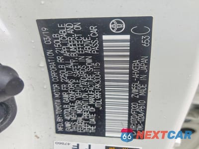 Zdjęcie 12 z 12 samochodu: 2019 TOYOTA PRIUS LE AWD-E VIN:JTDL9RFU9K3004115 - miniatura