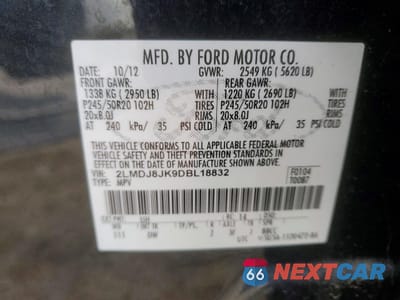 Zdjęcie 13 z 13 samochodu: 2013 LINCOLN MKX VIN:2LMDJ8JK9DBL18832 - miniatura