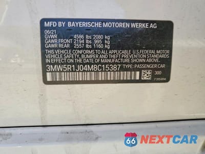 Zdjęcie 12 z 12 samochodu: 2021 BMW 330I VIN:3MW5R1J04M8C15387 - miniatura