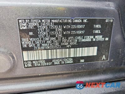 Zdjęcie 14 z 14 samochodu: 2019 TOYOTA RAV4 LE VIN:2T3G1RFV9KC031573 - miniatura