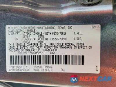 Zdjęcie 12 z 12 samochodu: 2016 TOYOTA TUNDRA SR5 VIN:5TFRY5F15GX203237 - miniatura