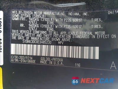 Zdjęcie 13 z 13 samochodu: 2014 TOYOTA SIENNA LE 8-PASSENGER VIN:5TDKK3DCXES485230 - miniatura